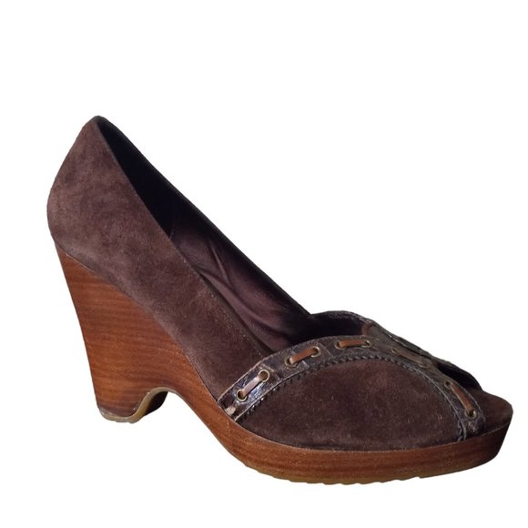 NEW Cole Haan Brown Suede Wedges - Picture 3 of 8